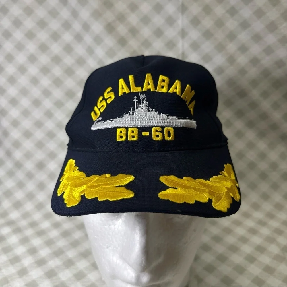 USS Alabama BB-60 Navy Ship Hat Black Gold Embroidered J Hats Snapback